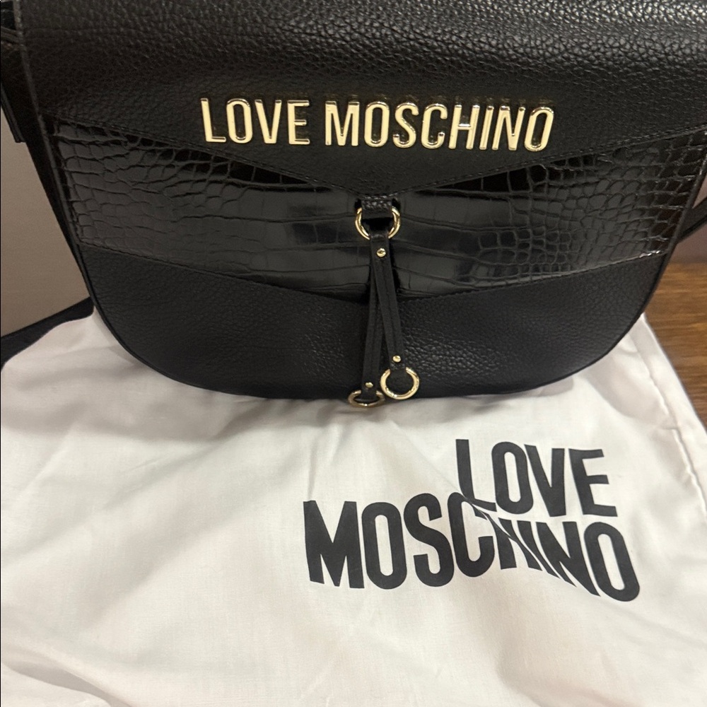 Love Moschino Black and Gold Crossbody Bag